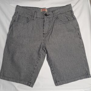 Bench Navy Blue & White Pinstripped Denim Jean Shorts Women's Size S